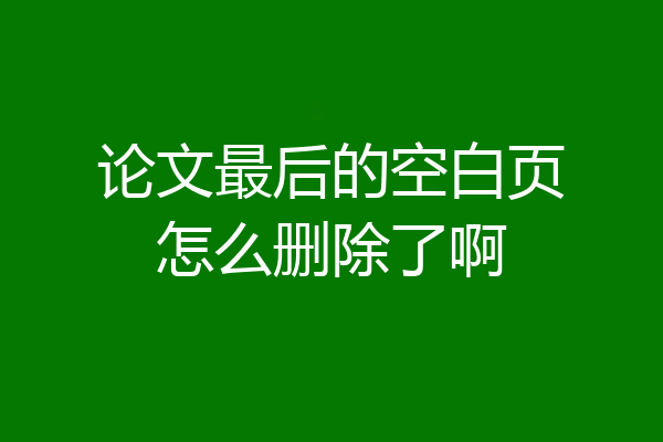 论文最后的空白页怎么删除了啊