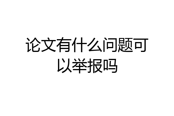 论文有什么问题可以举报吗