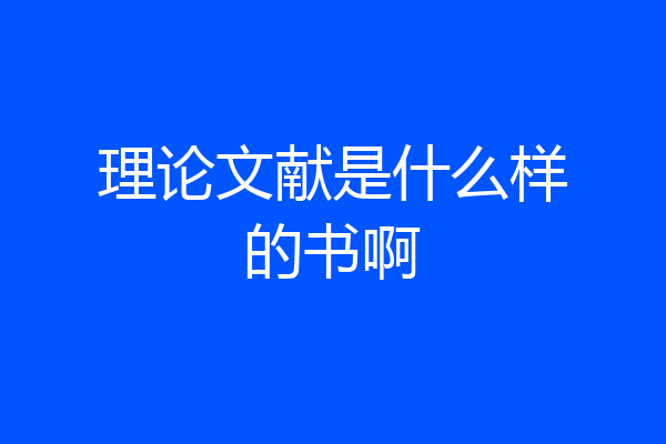 理论文献是什么样的书啊