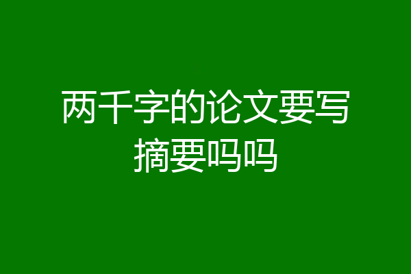 两千字的论文要写摘要吗吗
