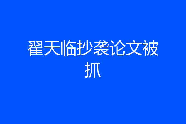 翟天临抄袭论文被抓