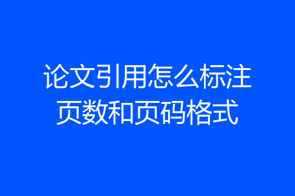 论文引用怎么标注页数和页码格式