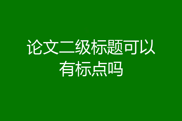 论文二级标题可以有标点吗