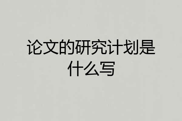 论文的研究计划是什么写