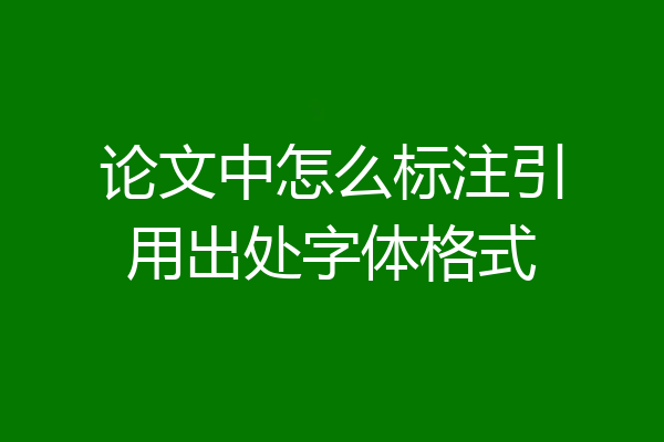 论文中怎么标注引用出处字体格式