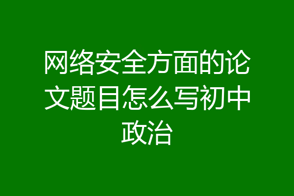 网络安全方面的论文题目怎么写初中政治
