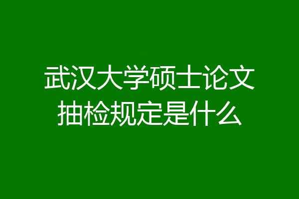 武汉大学硕士论文抽检规定是什么