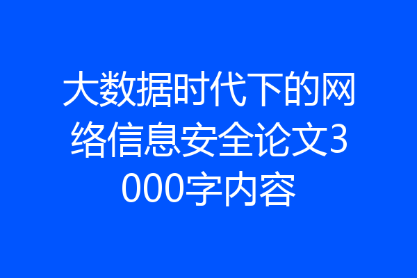 大数据时代下的网络信息安全论文3000字内容