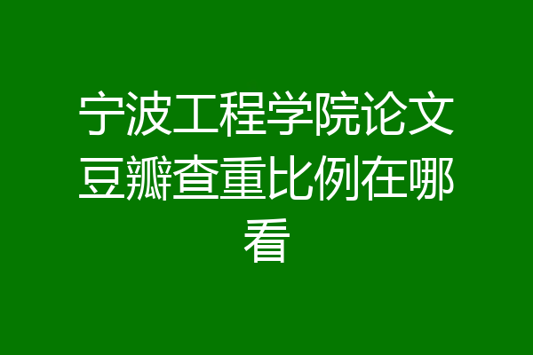 宁波工程学院论文豆瓣查重比例在哪看