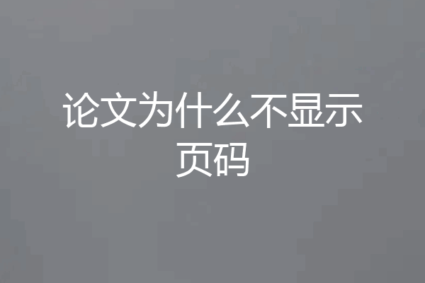 论文为什么不显示页码
