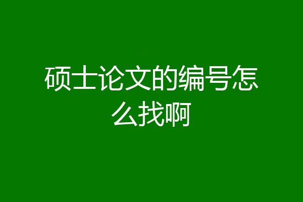 硕士论文的编号怎么找啊