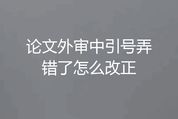 论文外审中引号弄错了怎么改正