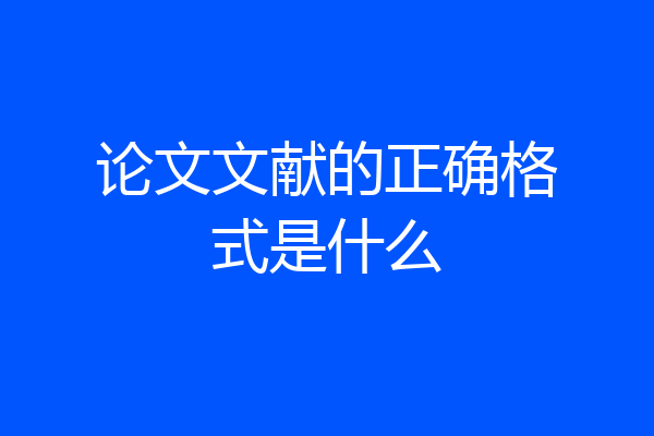 论文文献的正确格式是什么