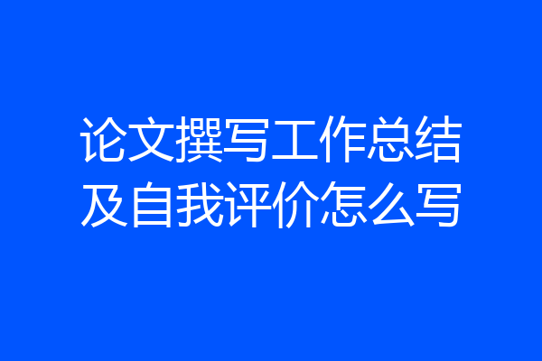 论文撰写工作总结及自我评价怎么写