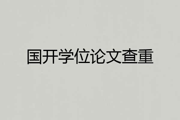 国开学位论文查重