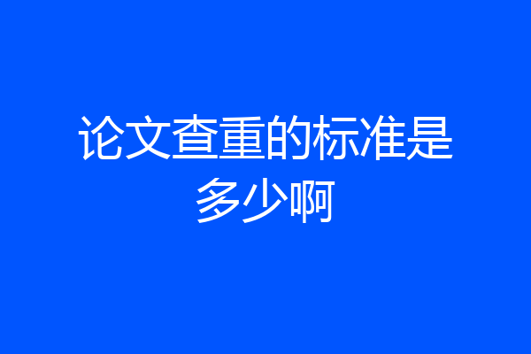 论文查重的标准是多少啊