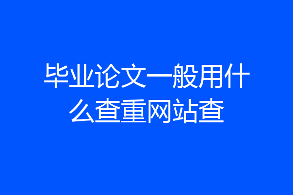 毕业论文一般用什么查重网站查