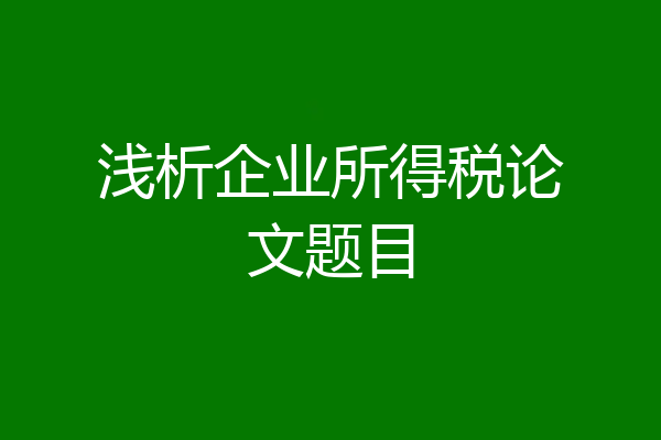 浅析企业所得税论文题目