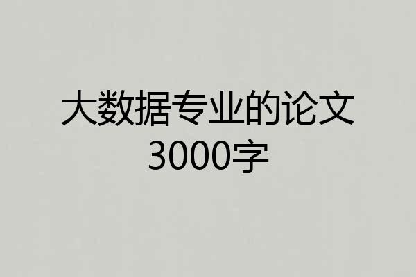 大数据专业的论文3000字