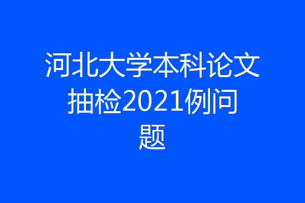 河北大学本科论文抽检2021例问题