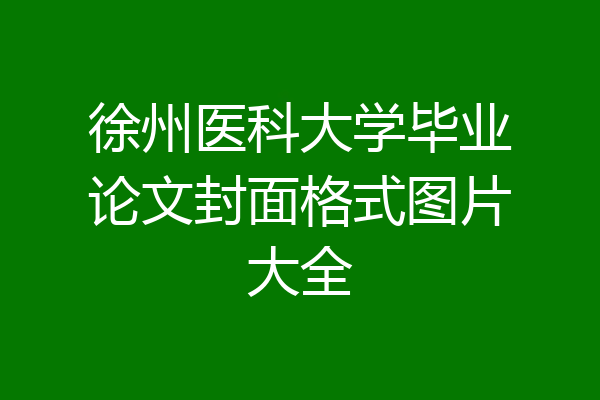 徐州医科大学毕业论文封面格式图片大全