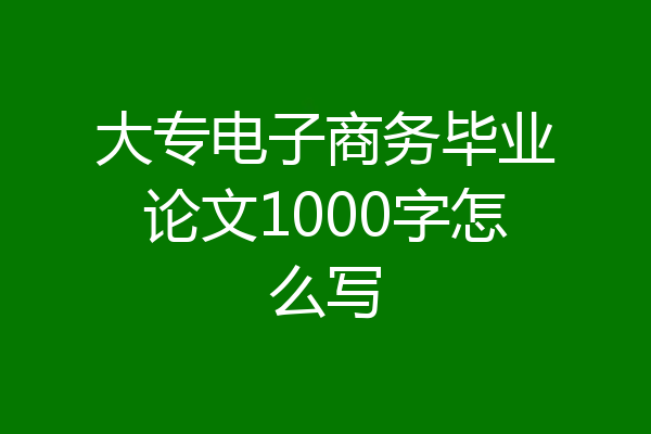 大专电子商务毕业论文1000字怎么写