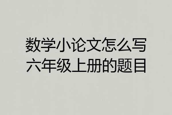 数学小论文怎么写六年级上册的题目