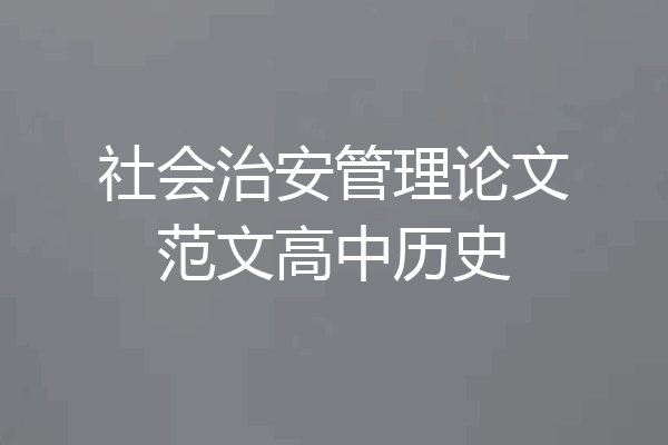 社会治安管理论文范文高中历史
