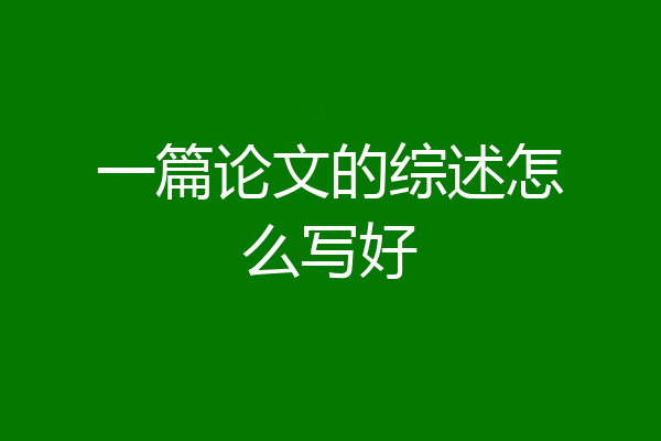 一篇论文的综述怎么写好