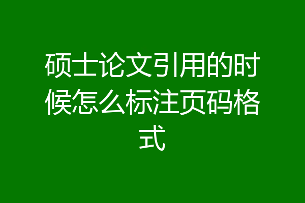 硕士论文引用的时候怎么标注页码格式
