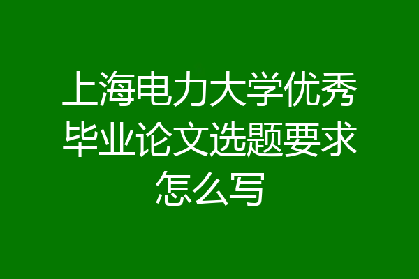 上海电力大学优秀毕业论文选题要求怎么写
