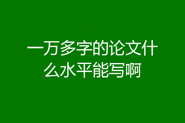 一万多字的论文什么水平能写啊