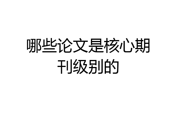 哪些论文是核心期刊级别的