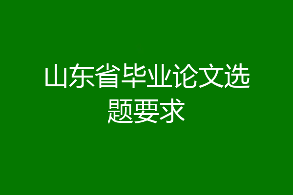 山东省毕业论文选题要求