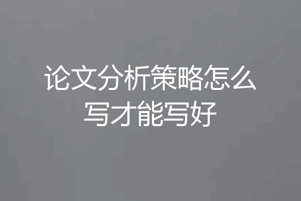 论文分析策略怎么写才能写好