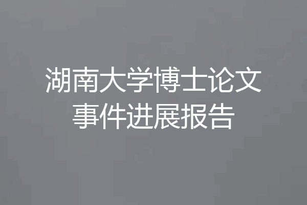 湖南大学博士论文事件进展报告