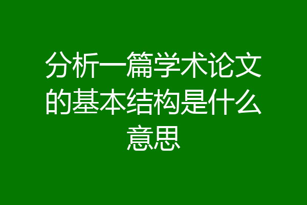 分析一篇学术论文的基本结构是什么意思