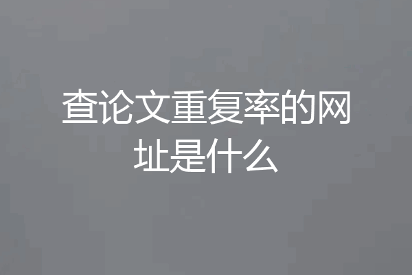 查论文重复率的网址是什么