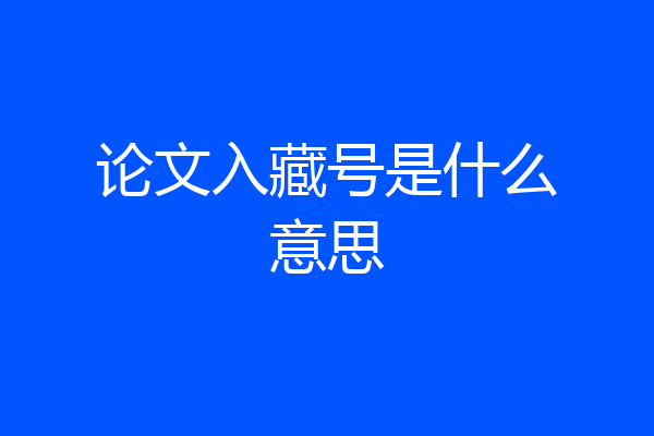 论文入藏号是什么意思