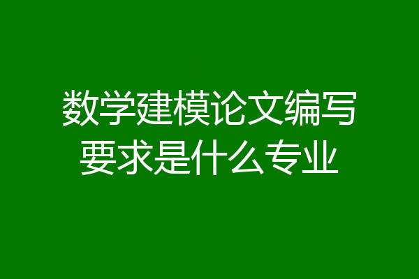 数学建模论文编写要求是什么专业