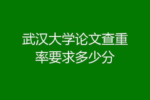 武汉大学论文查重率要求多少分