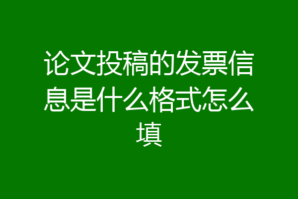 论文投稿的发票信息是什么格式怎么填