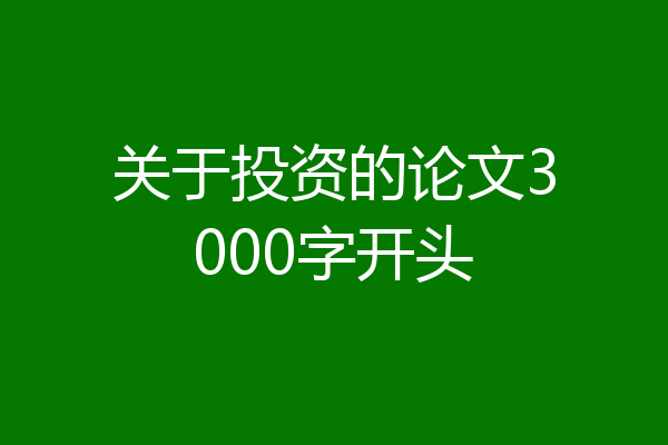 关于投资的论文3000字开头