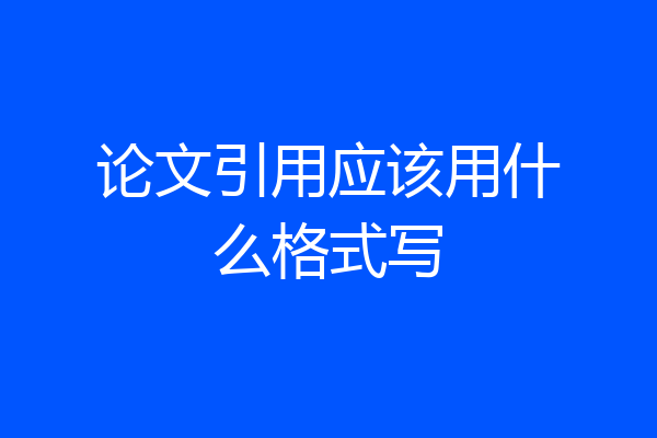 论文引用应该用什么格式写