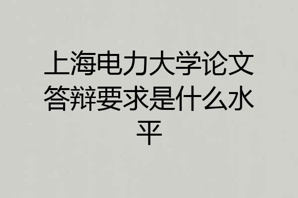 上海电力大学论文答辩要求是什么水平