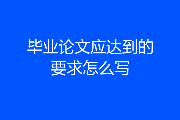 毕业论文应达到的要求怎么写