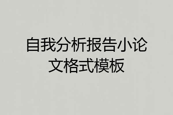 自我分析报告小论文格式模板