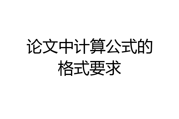 论文中计算公式的格式要求
