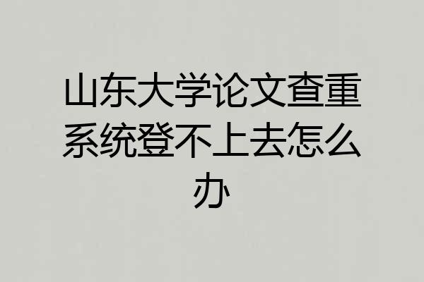 山东大学论文查重系统登不上去怎么办