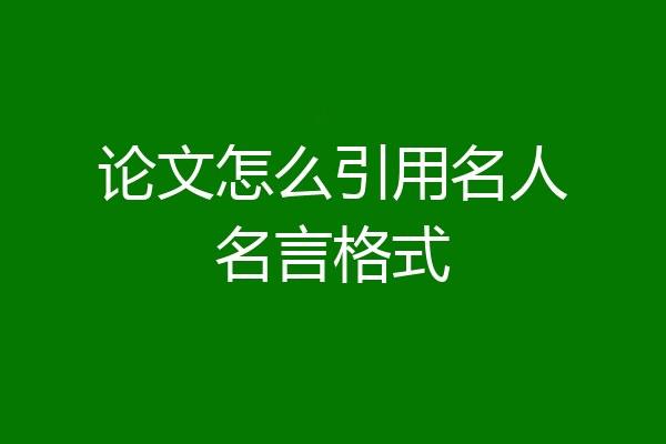 论文怎么引用名人名言格式